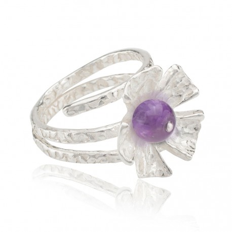 Anillo flor amatista